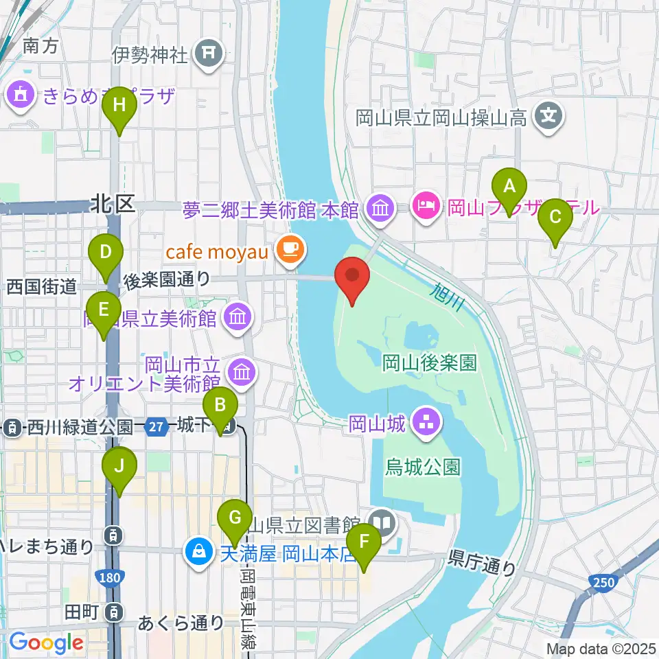 岡山県立博物館周辺のコンビニエンスストア一覧地図