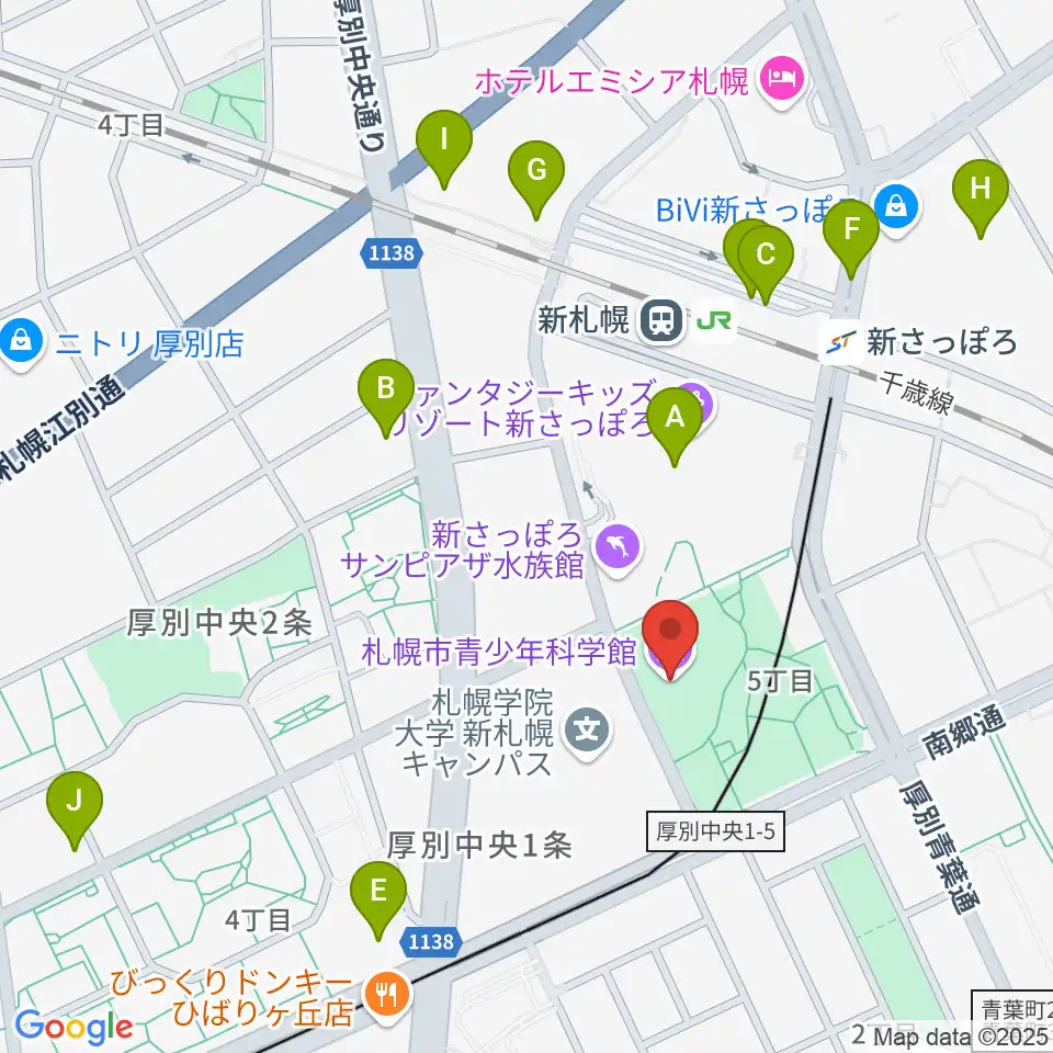 札幌市青少年科学館周辺のコンビニエンスストア一覧地図