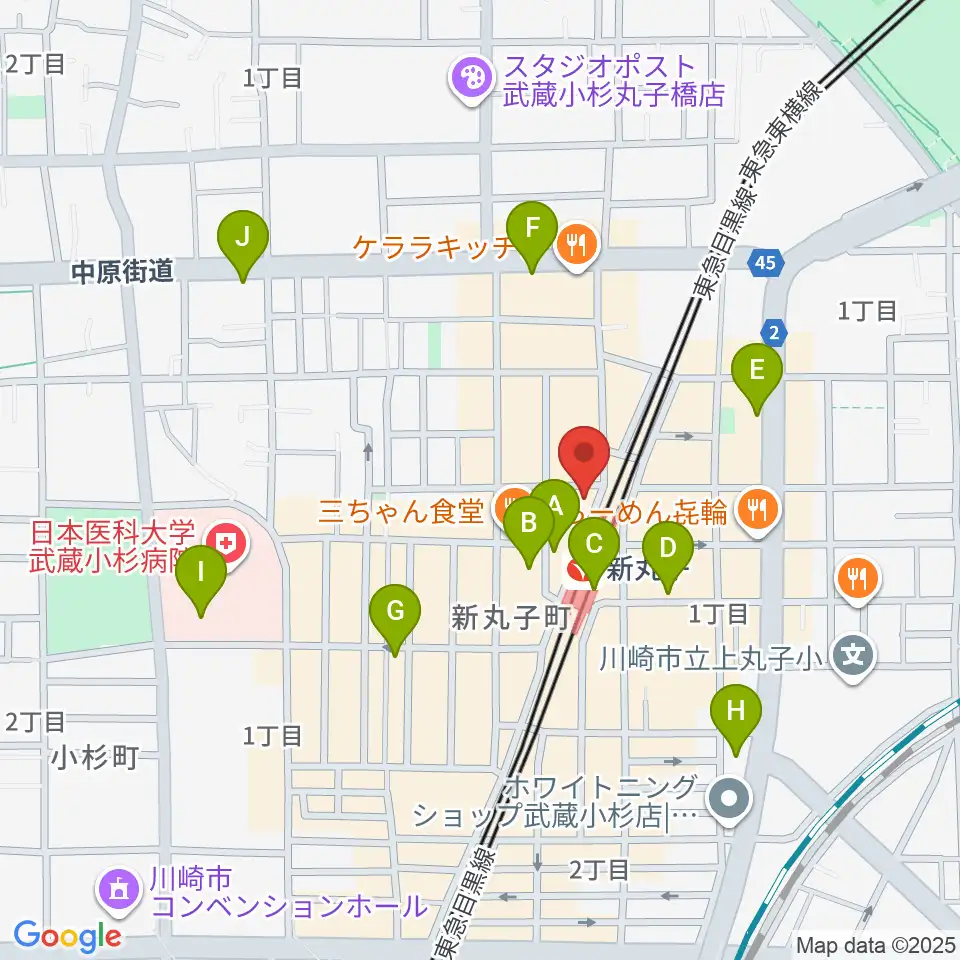 スタジオミュジック 新丸子店周辺のコンビニエンスストア一覧地図