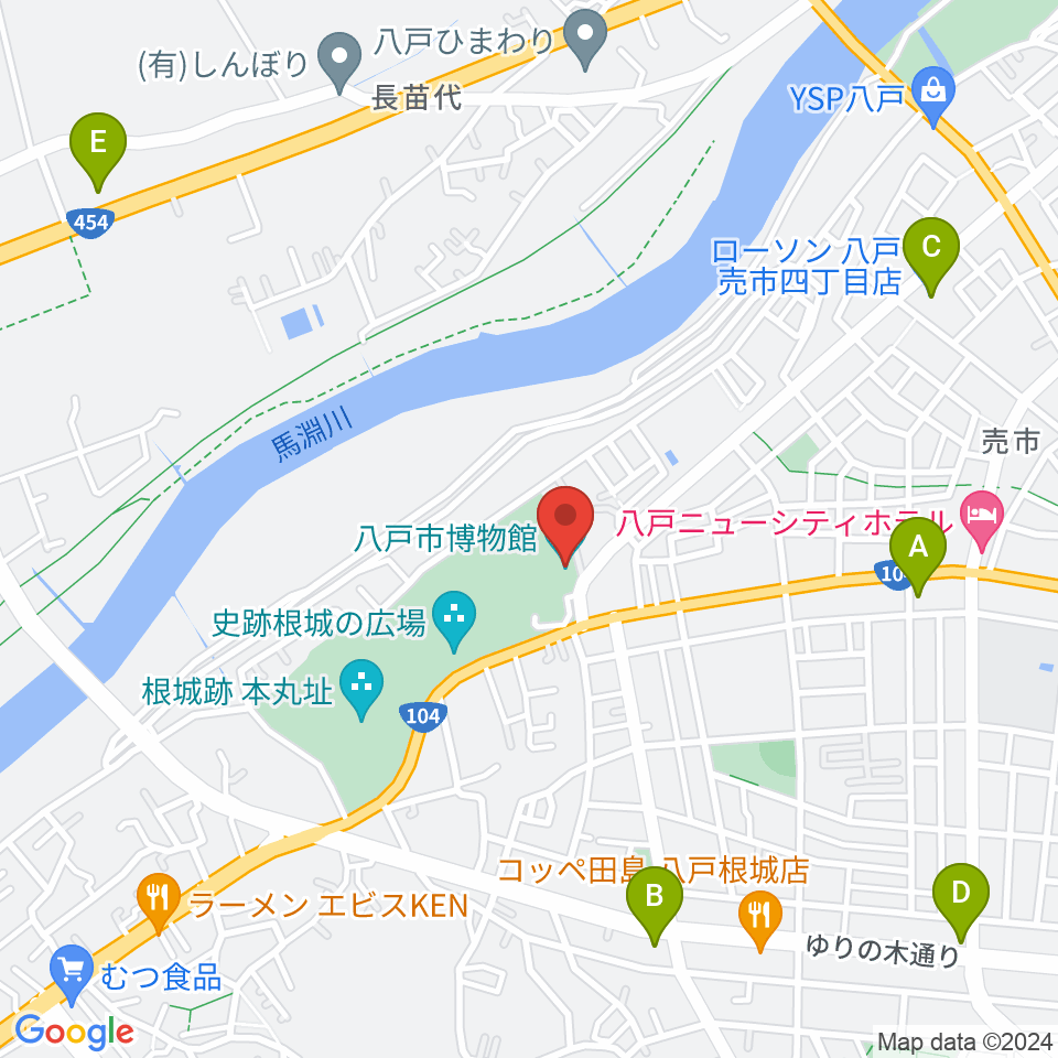 八戸市博物館周辺のコンビニエンスストア一覧地図