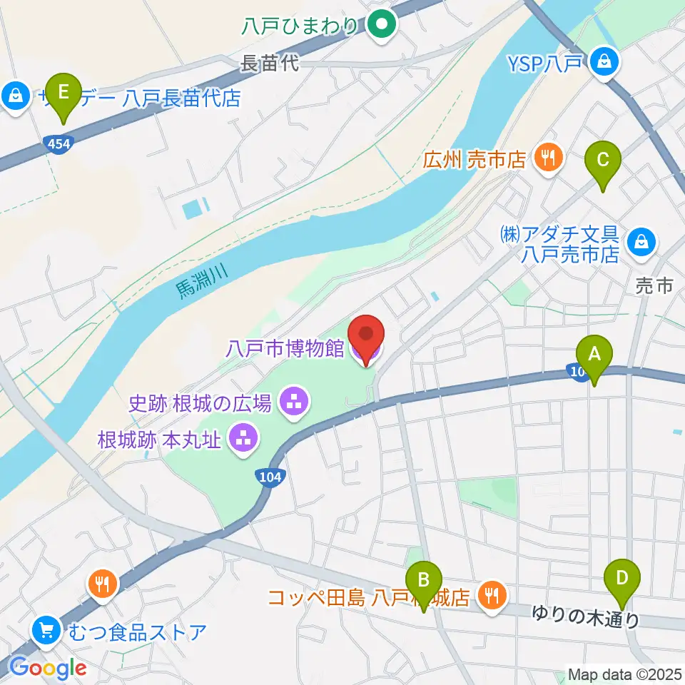 八戸市博物館周辺のコンビニエンスストア一覧地図