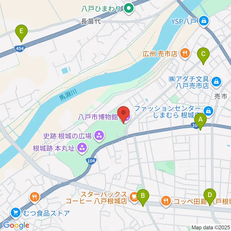 八戸市博物館周辺のコンビニエンスストア一覧地図