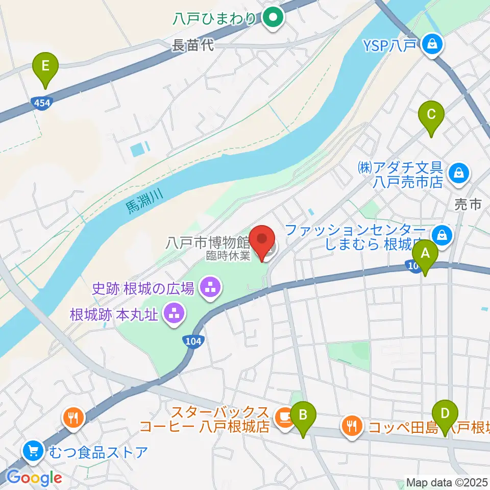 八戸市博物館周辺のコンビニエンスストア一覧地図