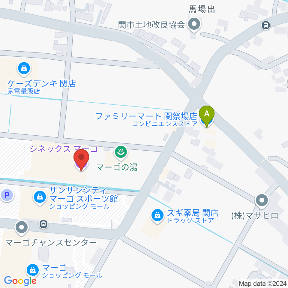 シネックスマーゴ周辺のコンビニエンスストア一覧地図