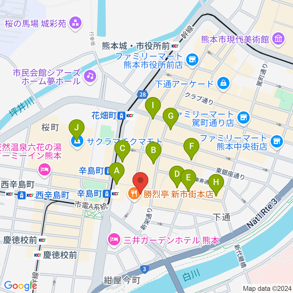 Denkikan周辺のコンビニエンスストア一覧地図