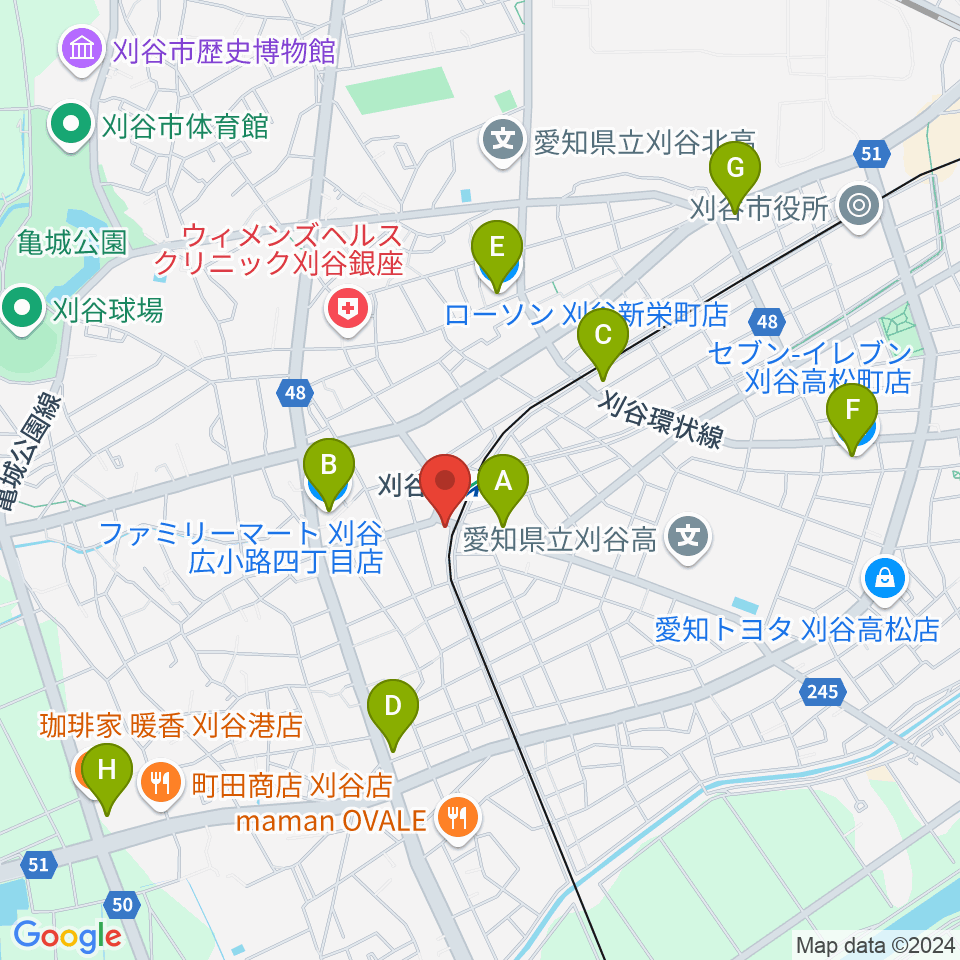 刈谷日劇周辺のコンビニエンスストア一覧地図