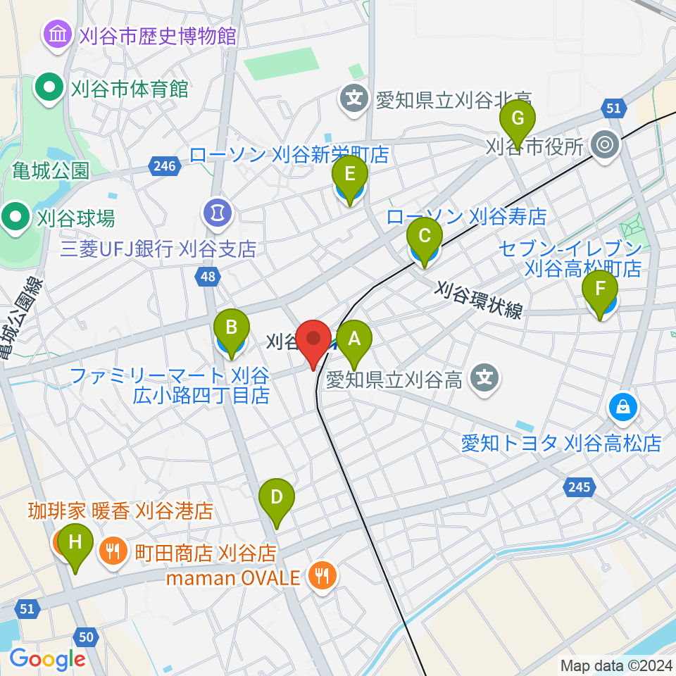 刈谷日劇周辺のコンビニエンスストア一覧地図