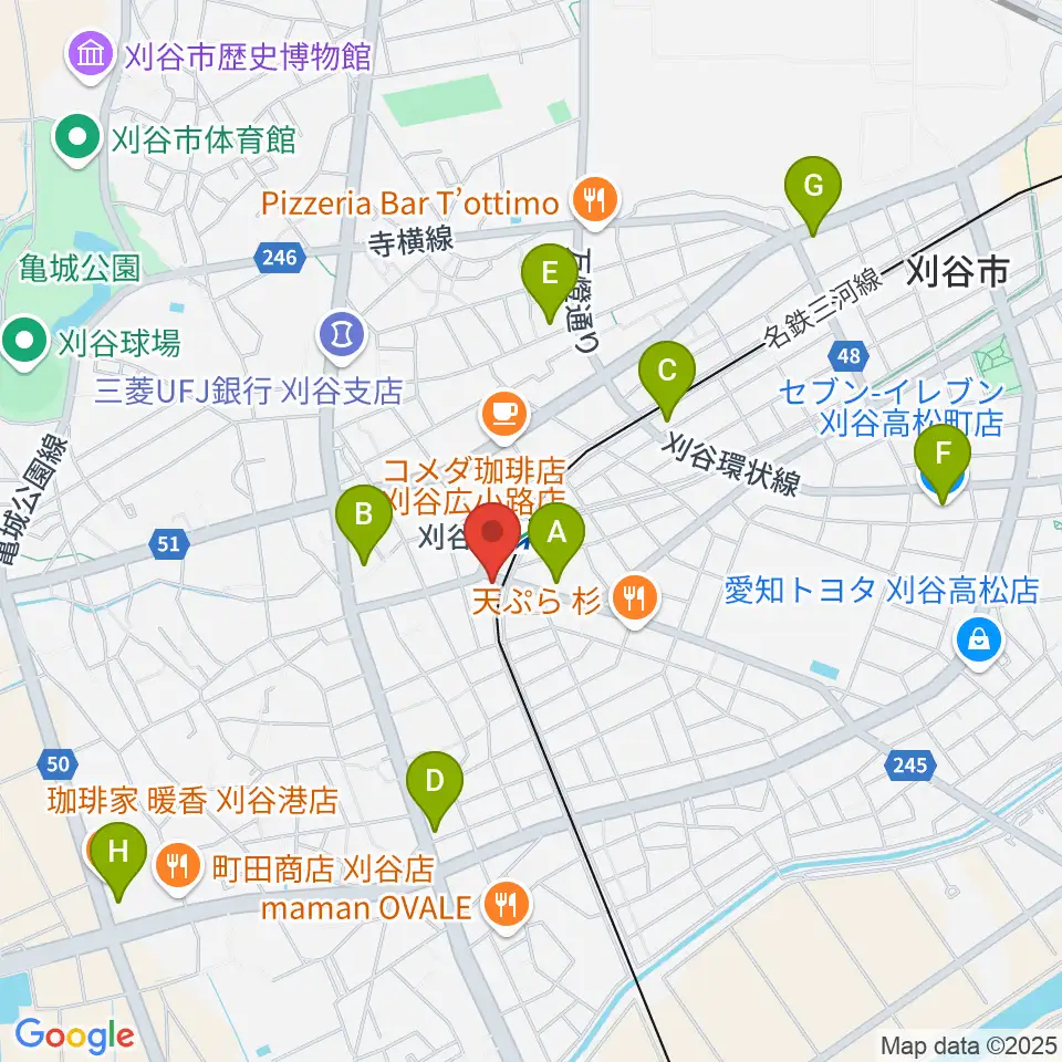 刈谷日劇周辺のコンビニエンスストア一覧地図