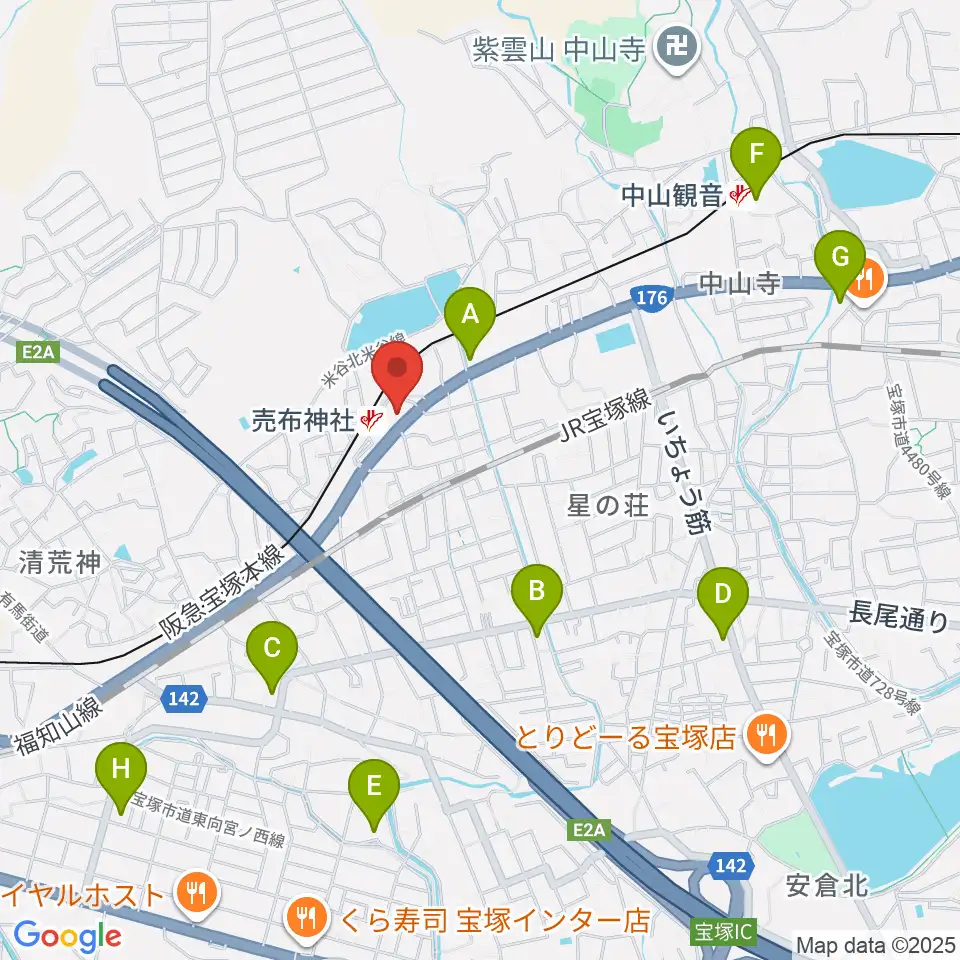 宝塚シネ・ピピア周辺のコンビニエンスストア一覧地図
