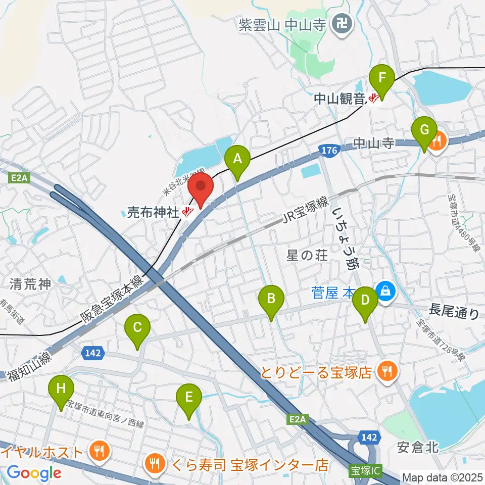 宝塚シネ・ピピア周辺のコンビニエンスストア一覧地図