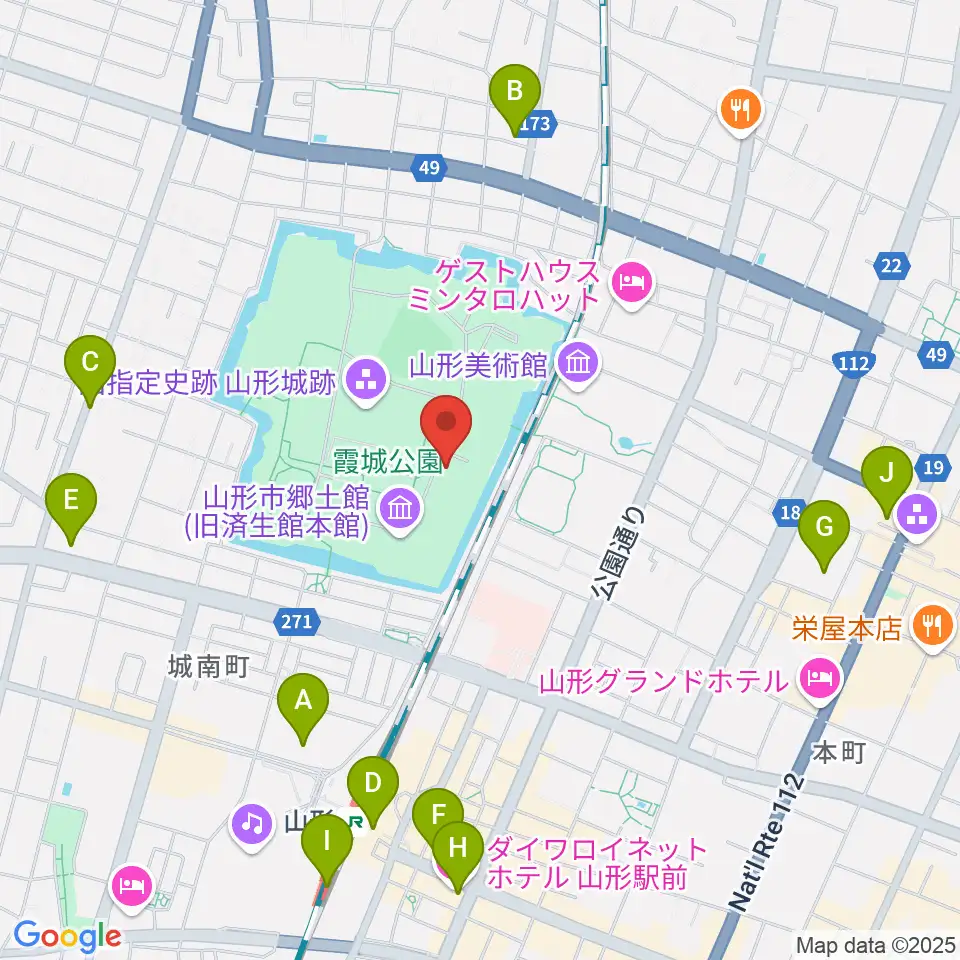 山形県立博物館周辺のコンビニエンスストア一覧地図