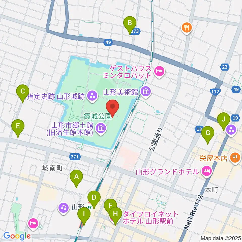 山形県立博物館周辺のコンビニエンスストア一覧地図