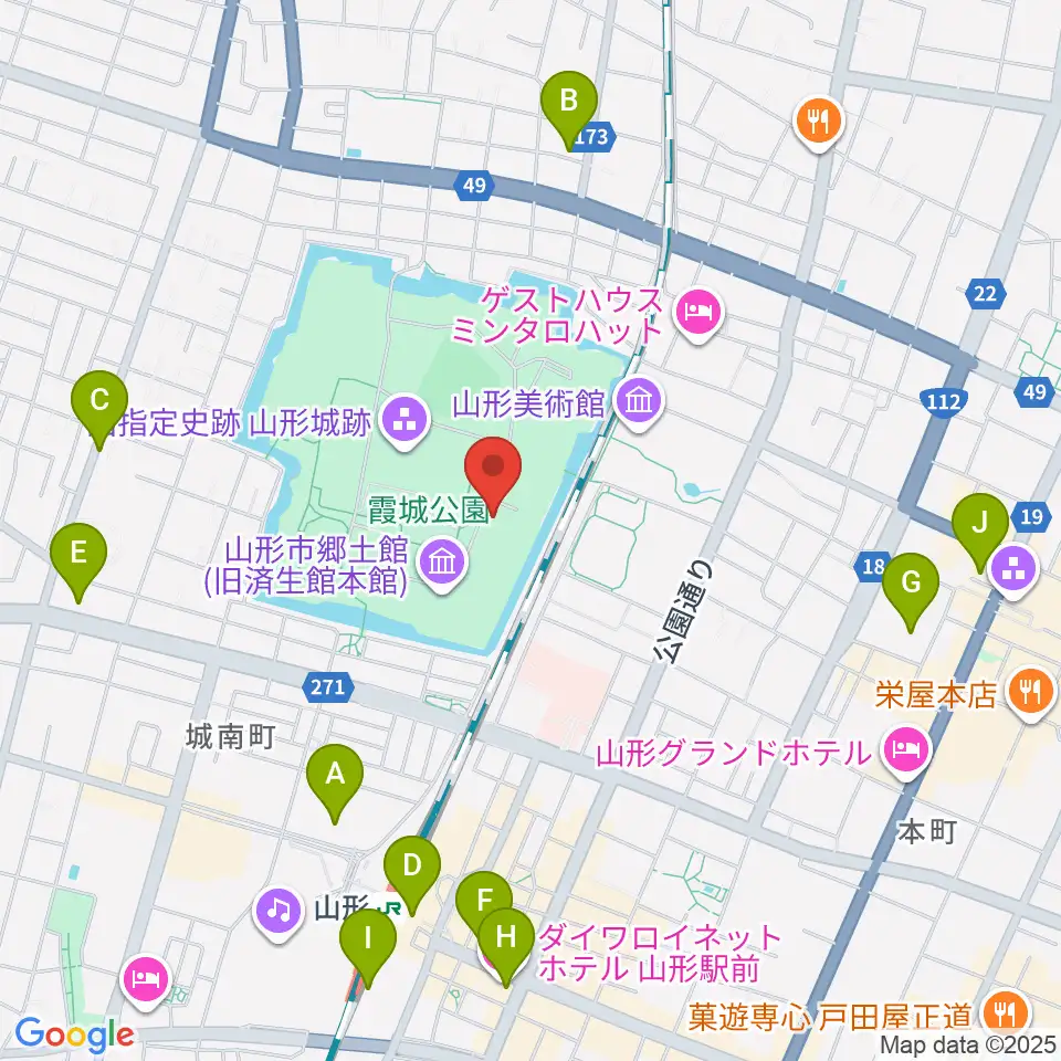 山形県立博物館周辺のコンビニエンスストア一覧地図