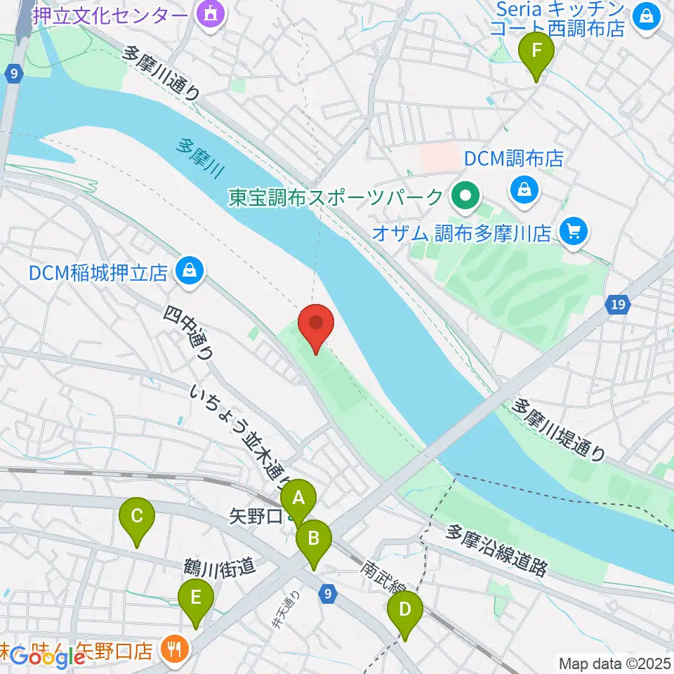 多摩川緑地公園多目的広場周辺のコンビニエンスストア一覧地図