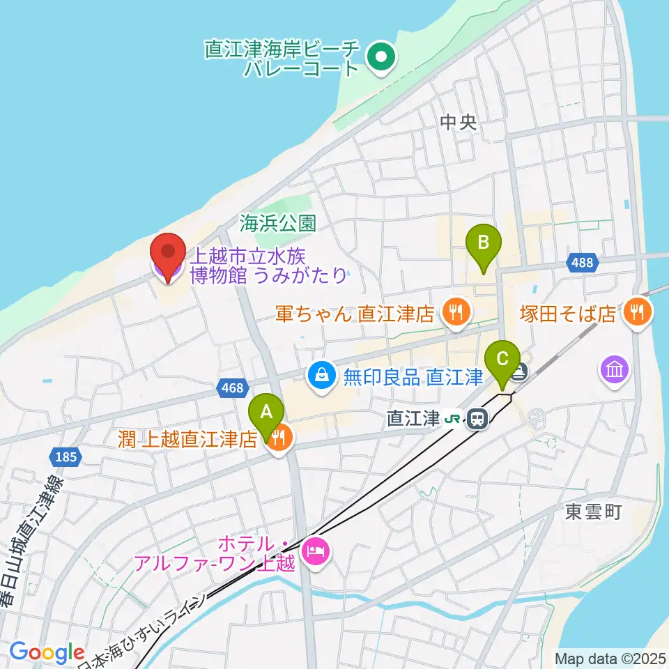 上越市立水族博物館うみがたり周辺のコンビニエンスストア一覧地図