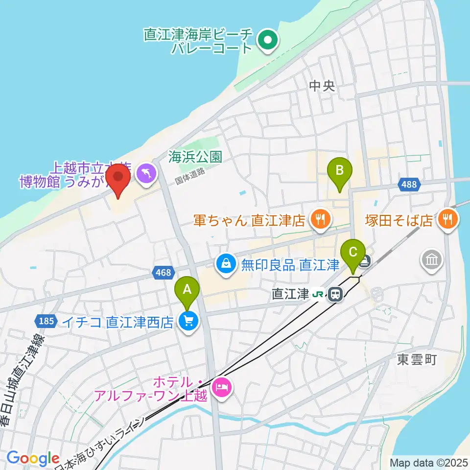 上越市立水族博物館うみがたり周辺のコンビニエンスストア一覧地図