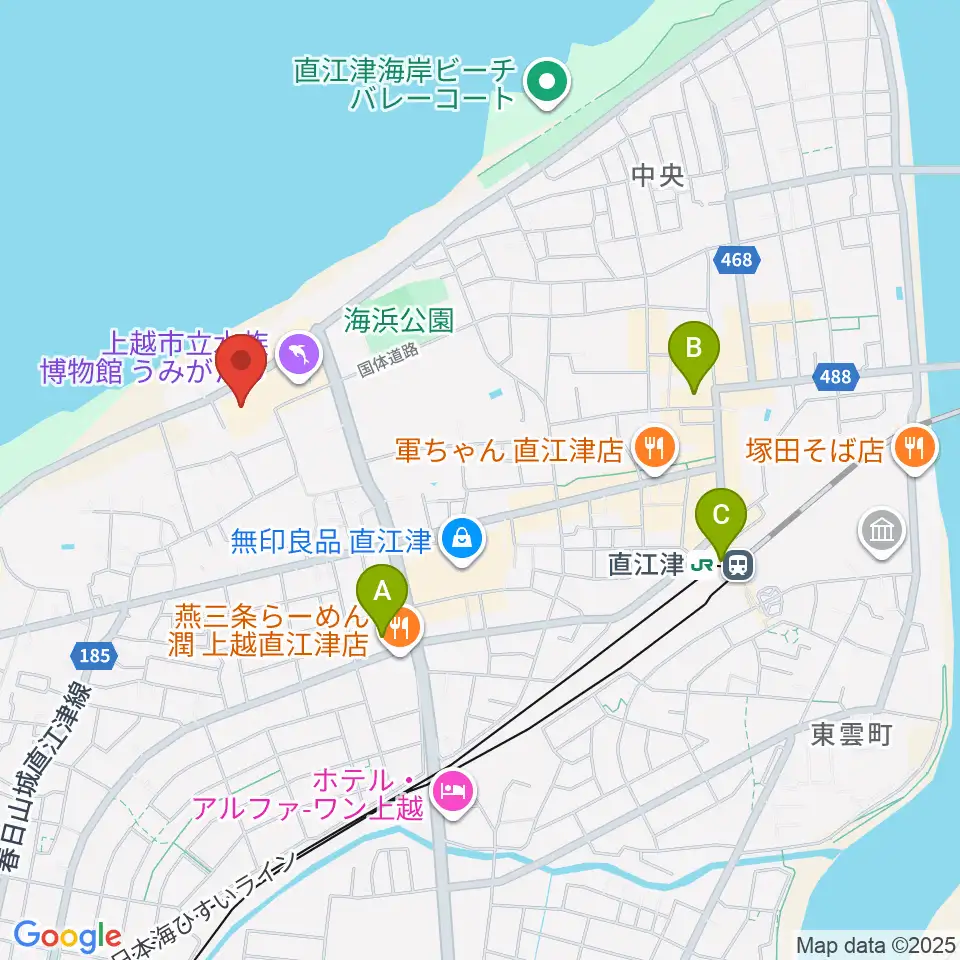 上越市立水族博物館うみがたり周辺のコンビニエンスストア一覧地図