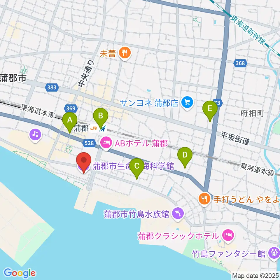 蒲郡市生命の海科学館周辺のコンビニエンスストア一覧地図