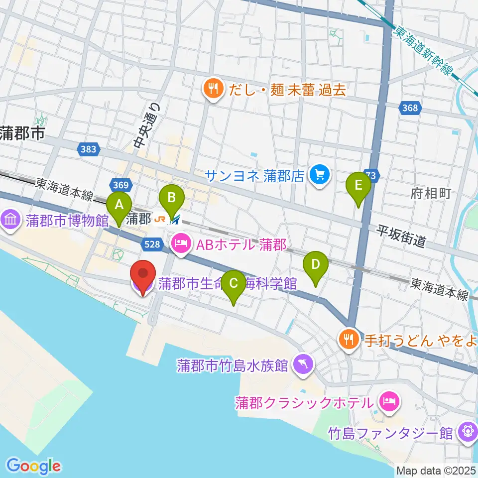 蒲郡市生命の海科学館周辺のコンビニエンスストア一覧地図