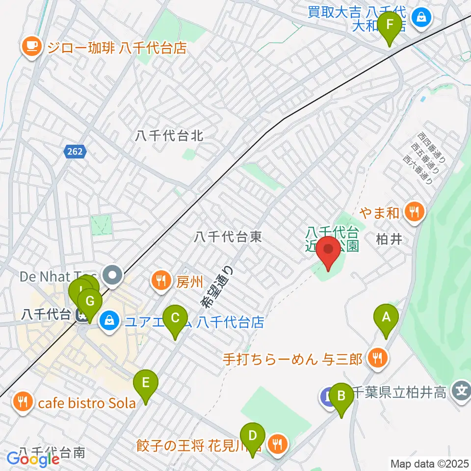 八千代台近隣公園小体育館周辺のコンビニエンスストア一覧地図