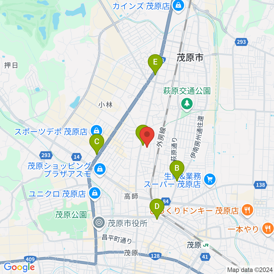 茂原市市民体育館周辺のコンビニエンスストア一覧地図