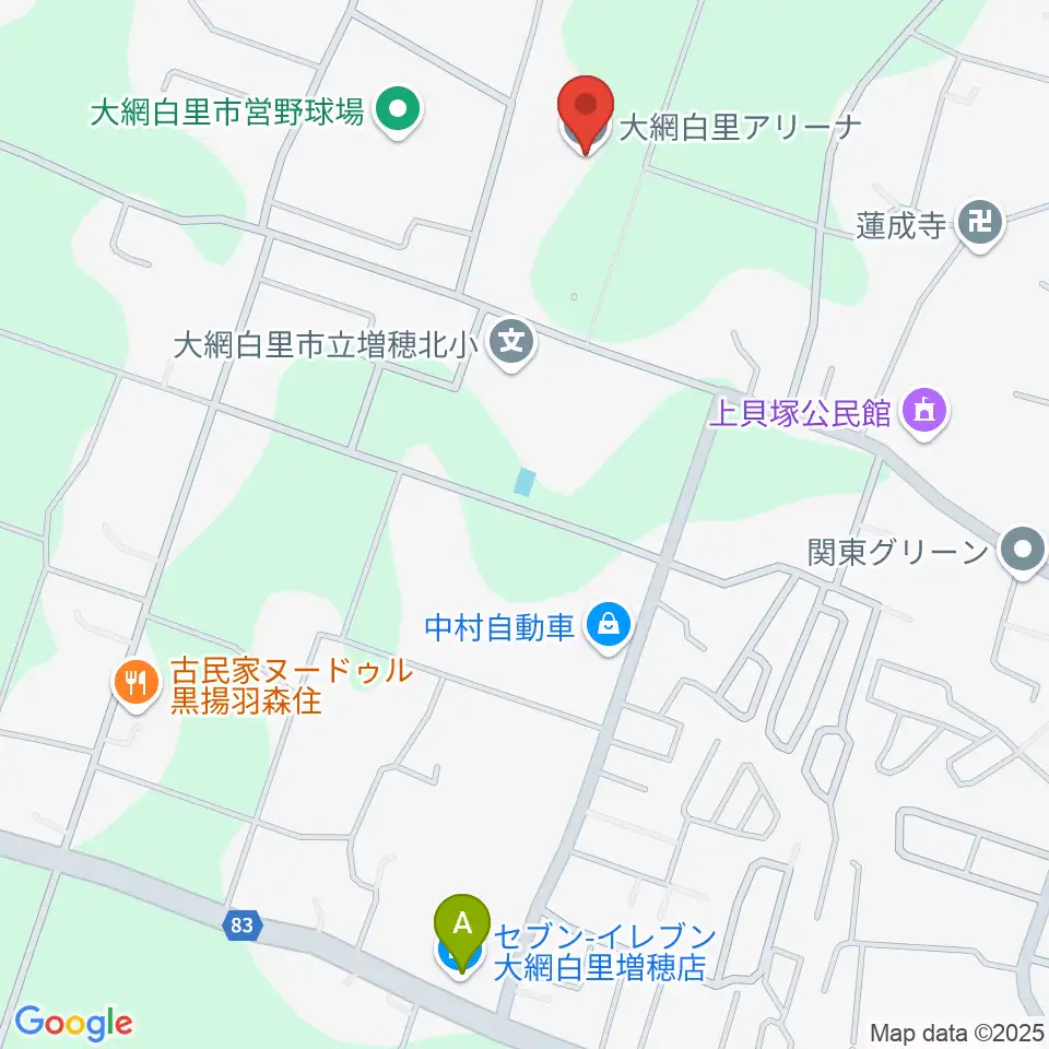 大網白里アリーナ周辺のコンビニエンスストア一覧地図