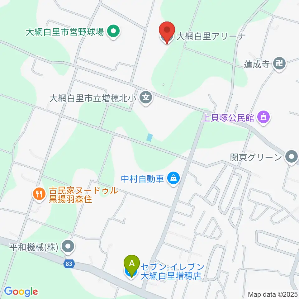 大網白里アリーナ周辺のコンビニエンスストア一覧地図