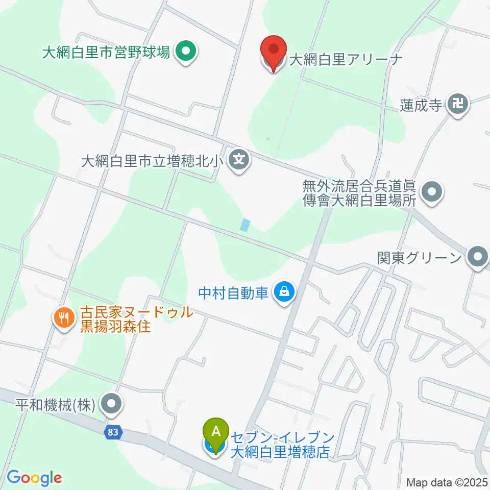 大網白里アリーナ周辺のコンビニエンスストア一覧地図