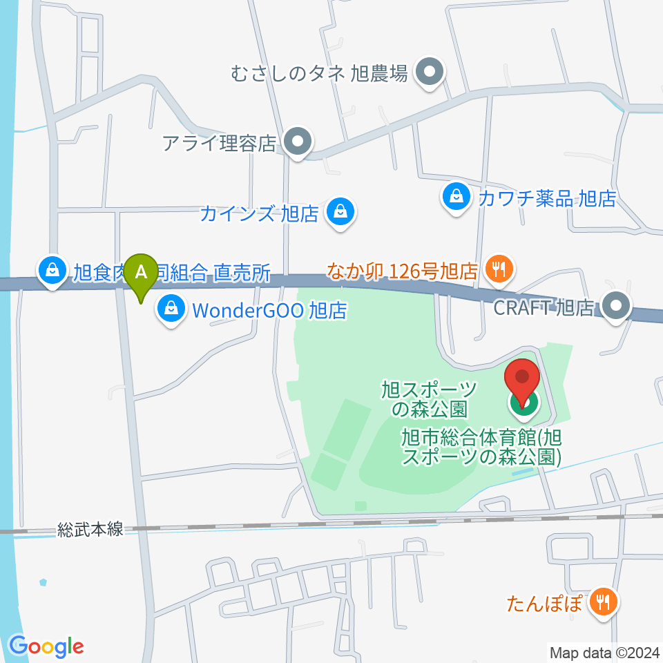 旭市総合体育館周辺のコンビニエンスストア一覧地図