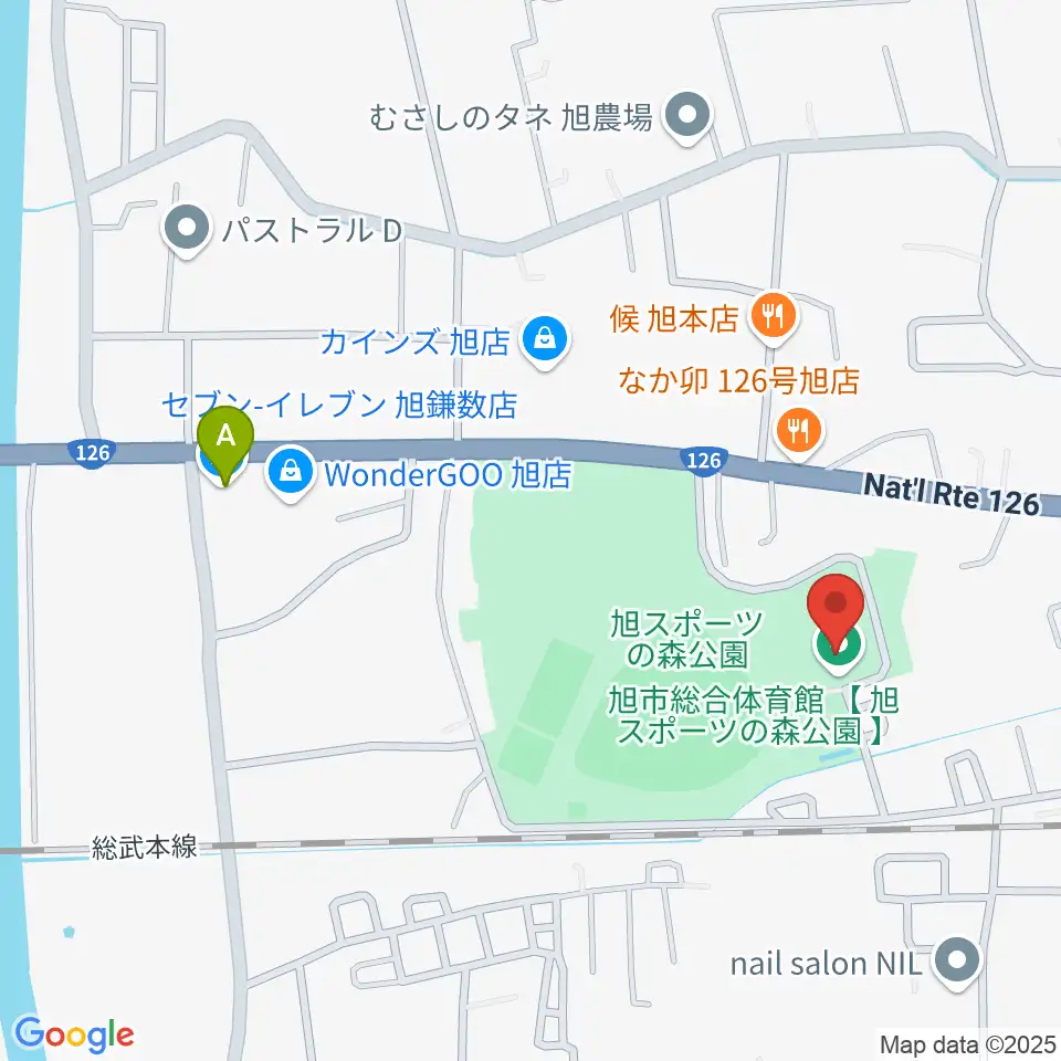 旭市総合体育館周辺のコンビニエンスストア一覧地図