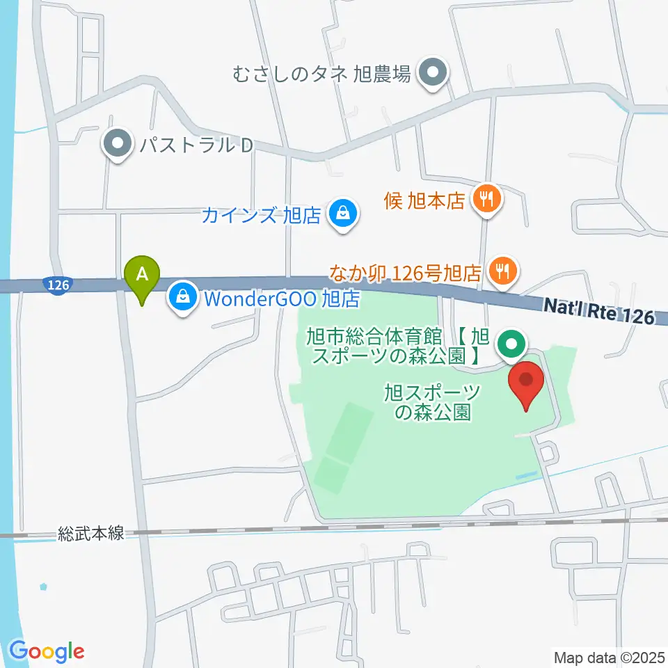 旭市総合体育館周辺のコンビニエンスストア一覧地図
