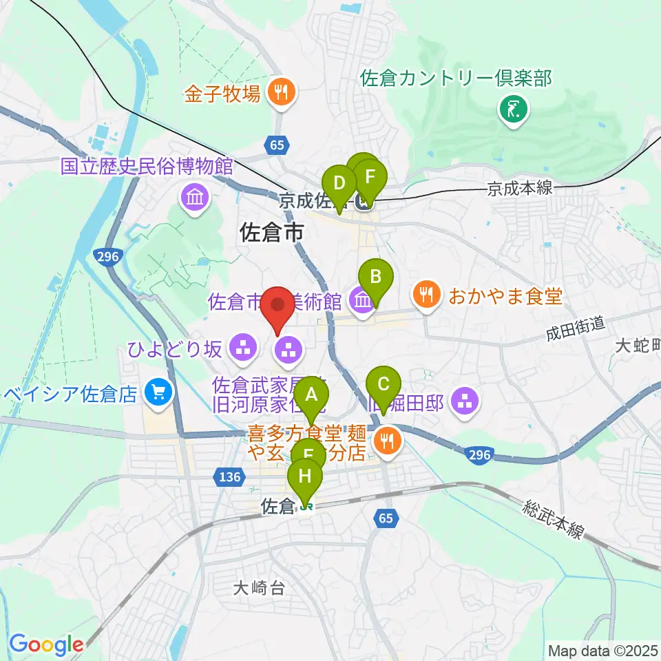 佐倉市民体育館周辺のコンビニエンスストア一覧地図