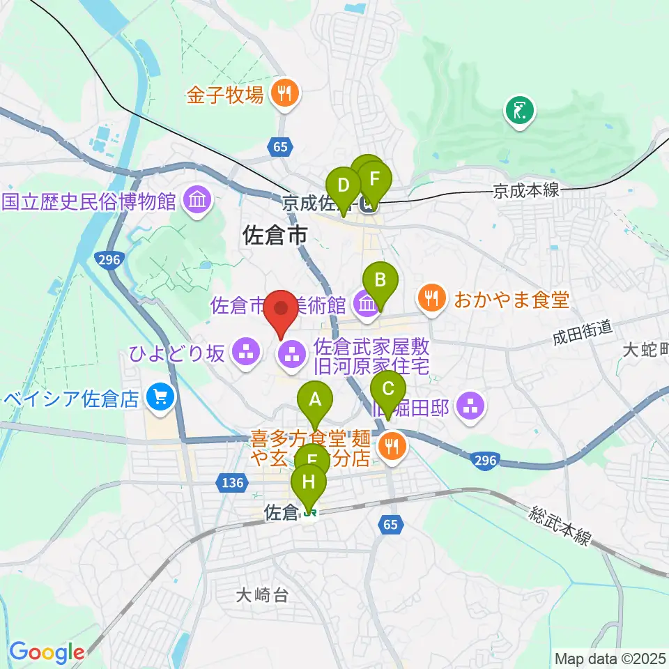 佐倉市民体育館周辺のコンビニエンスストア一覧地図