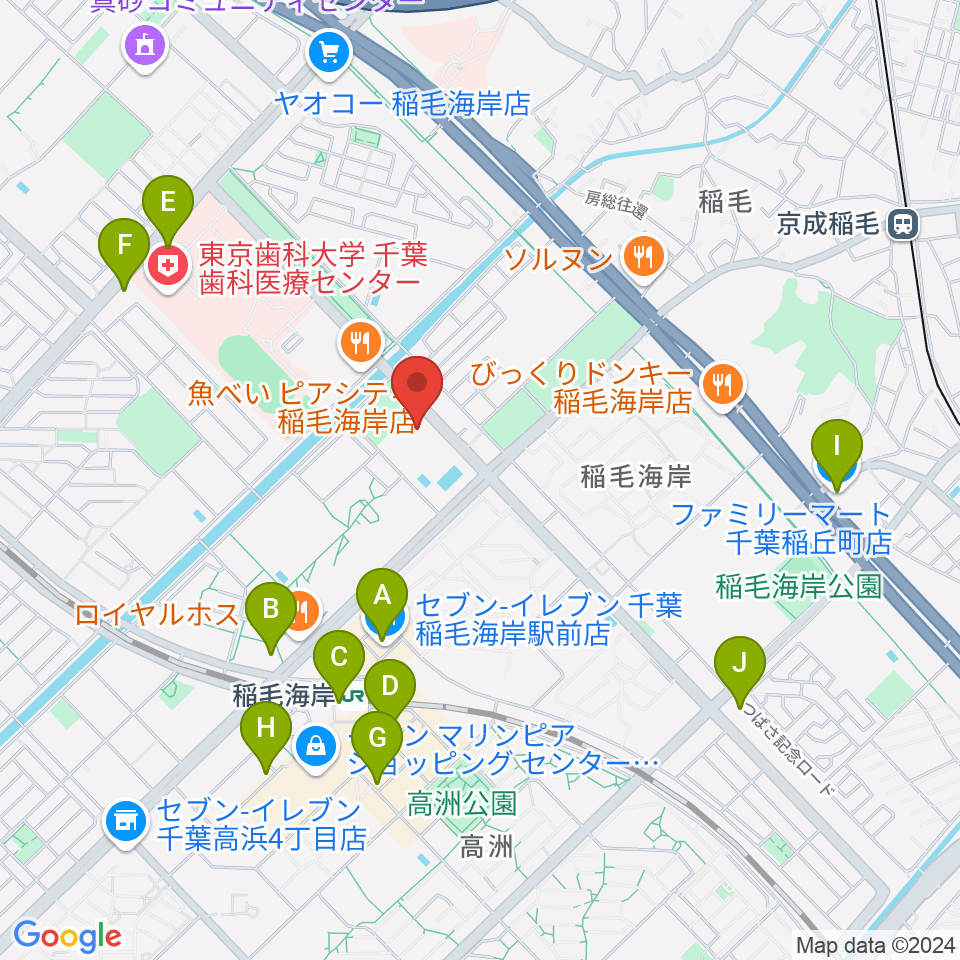 高洲スポーツセンター周辺のコンビニエンスストア一覧地図