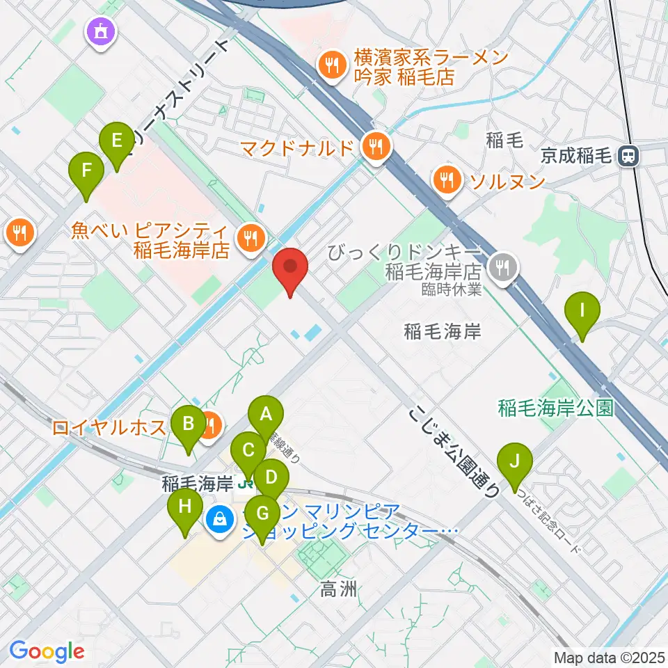 高洲スポーツセンター周辺のコンビニエンスストア一覧地図