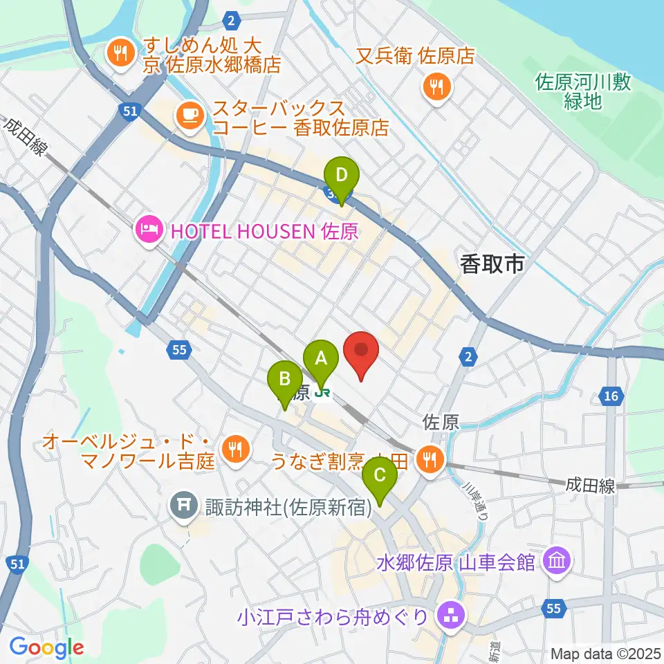 香取市民体育館周辺のコンビニエンスストア一覧地図