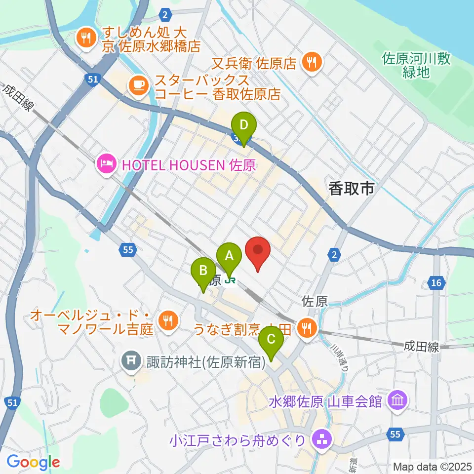香取市民体育館周辺のコンビニエンスストア一覧地図