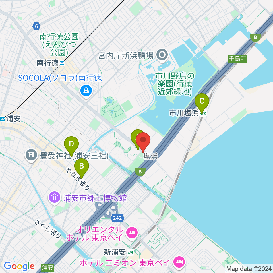 市川市塩浜市民体育館周辺のコンビニエンスストア一覧地図