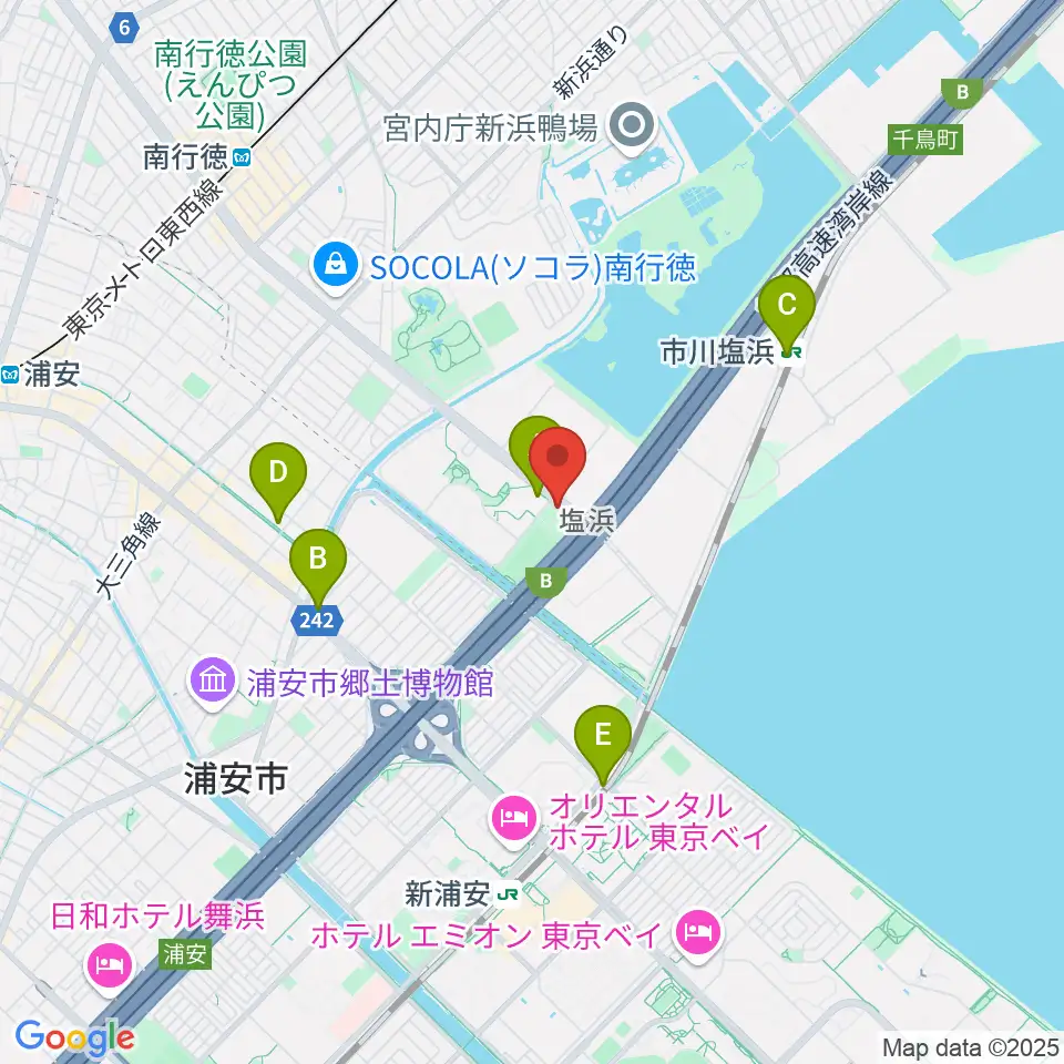 市川市塩浜市民体育館周辺のコンビニエンスストア一覧地図