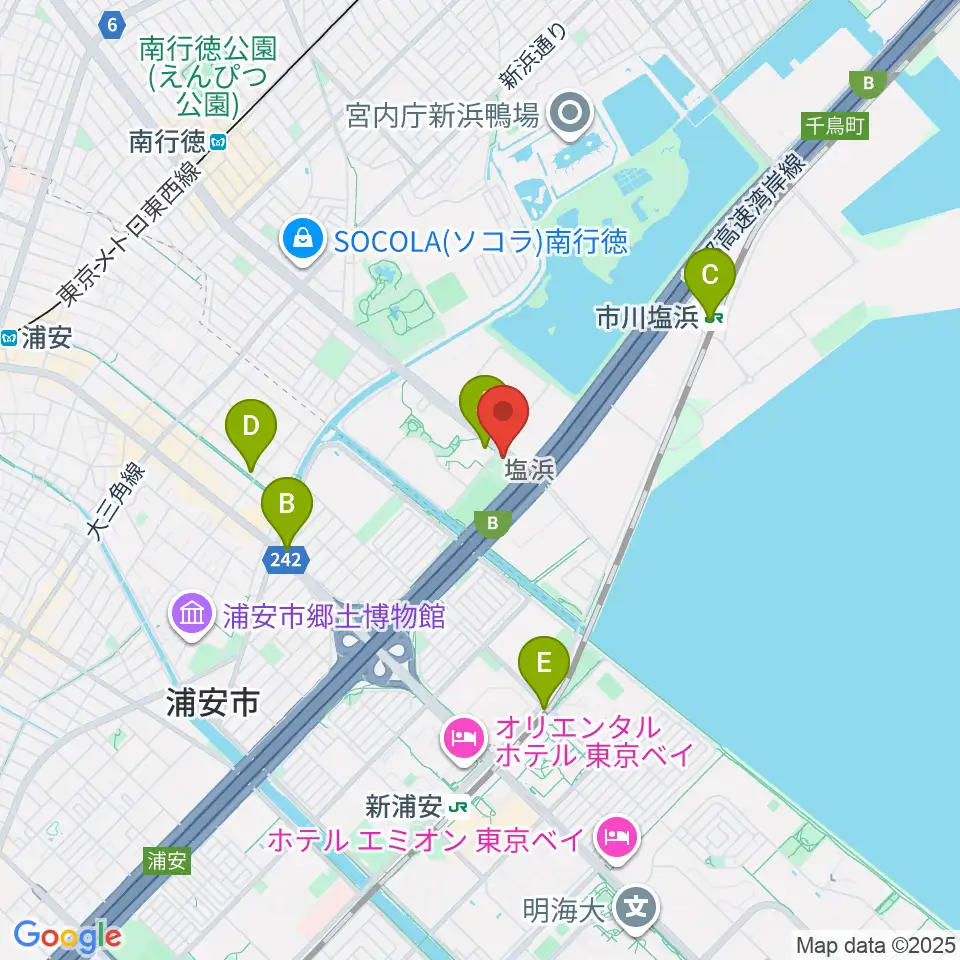 市川市塩浜市民体育館周辺のコンビニエンスストア一覧地図