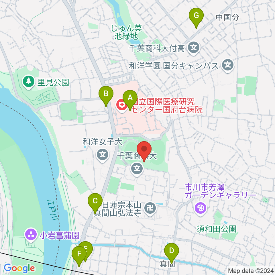 国府台市民体育館周辺のコンビニエンスストア一覧地図