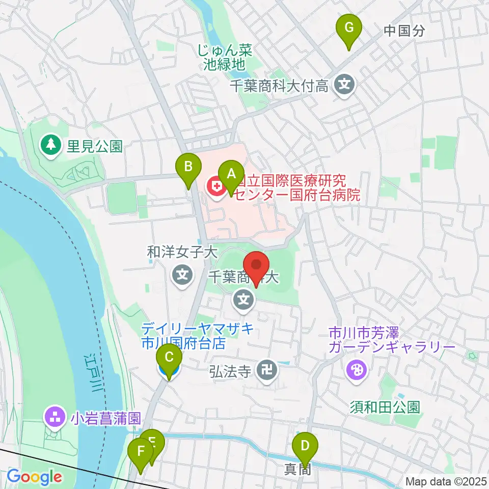 国府台市民体育館周辺のコンビニエンスストア一覧地図