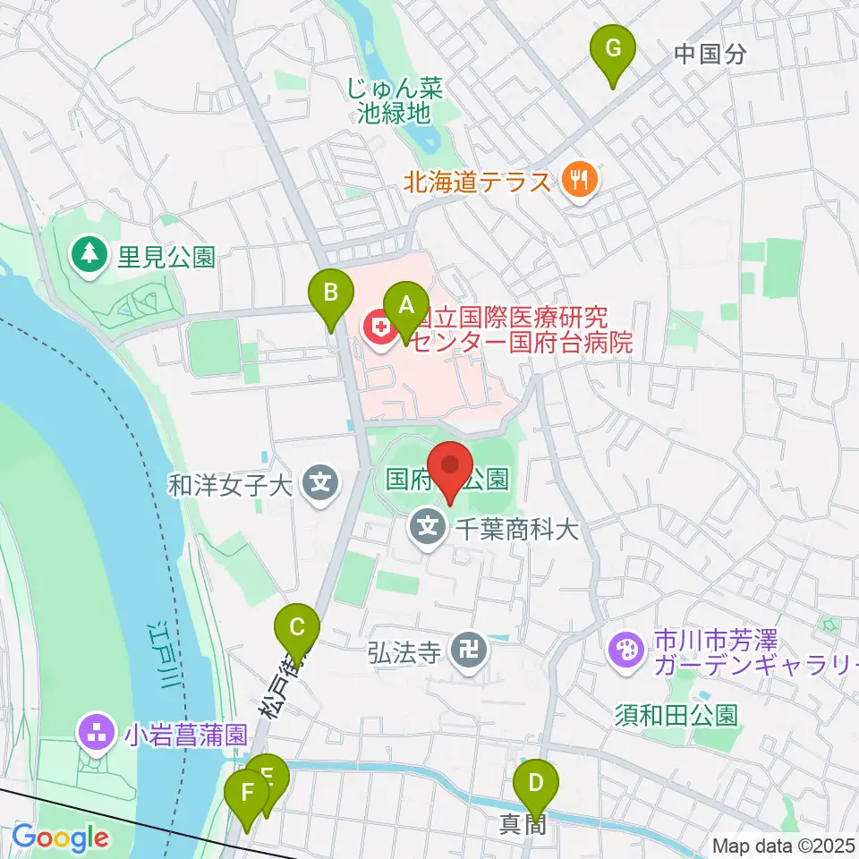 国府台市民体育館周辺のコンビニエンスストア一覧地図