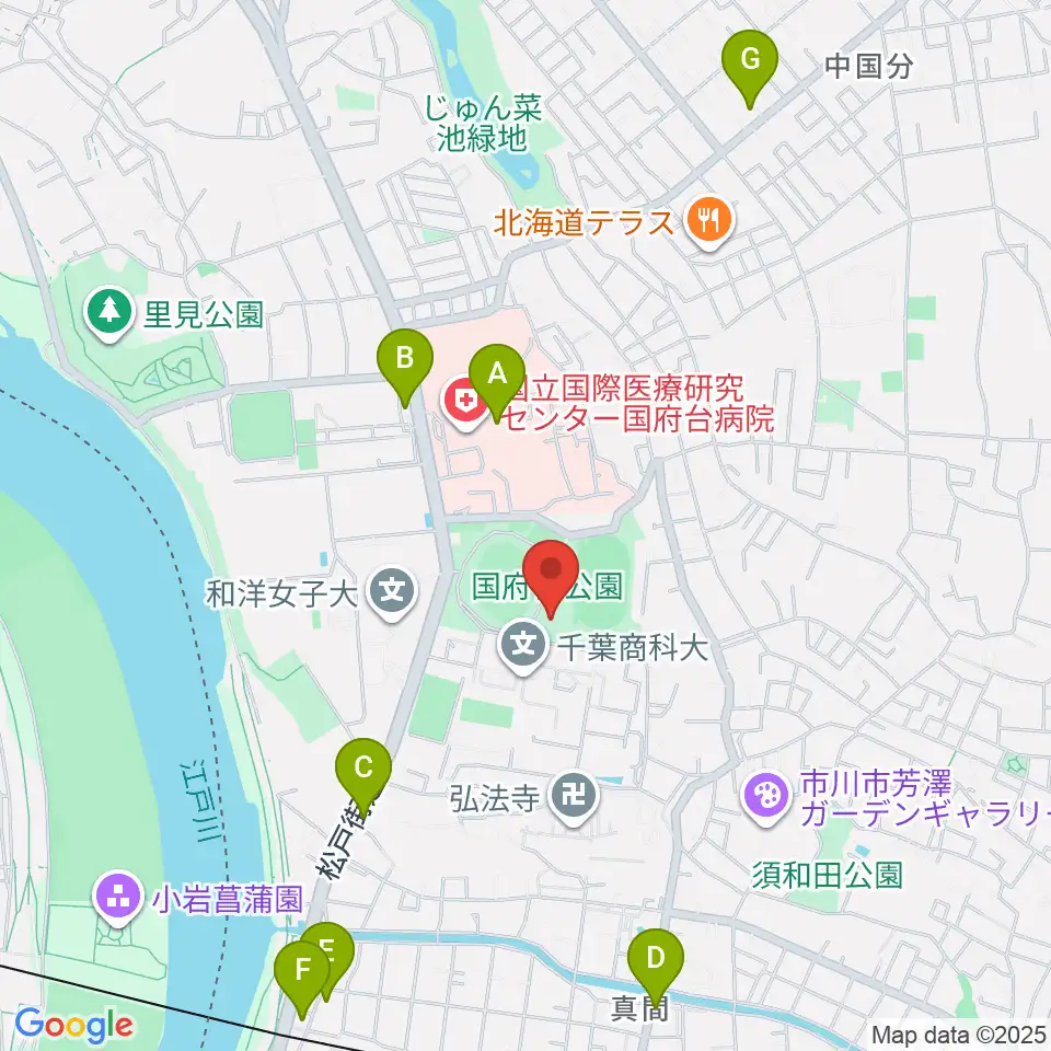 国府台市民体育館周辺のコンビニエンスストア一覧地図