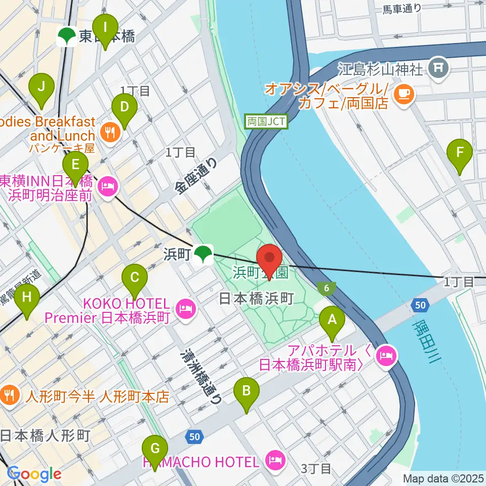 中央区立総合スポーツセンター周辺のコンビニエンスストア一覧地図