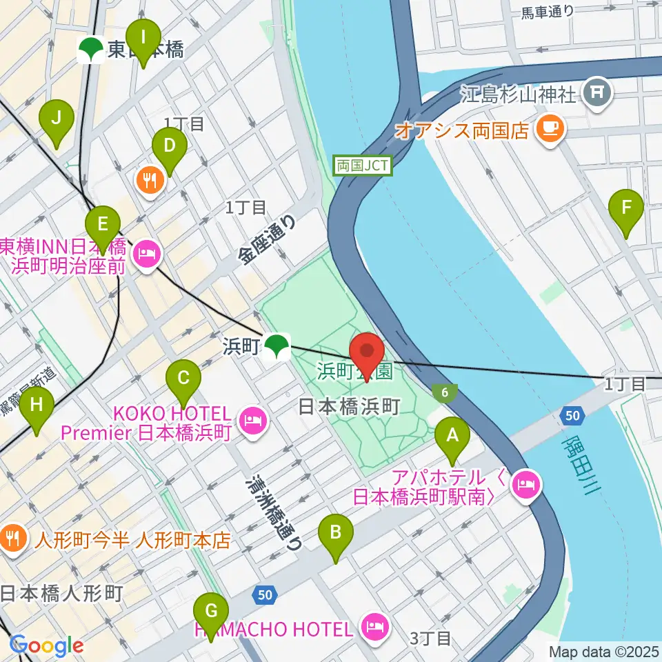 中央区立総合スポーツセンター周辺のコンビニエンスストア一覧地図