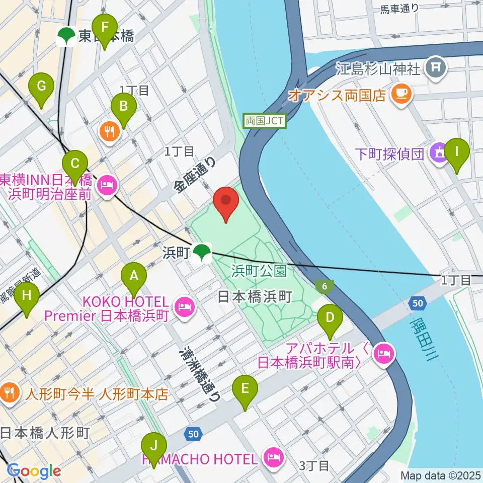 浜町運動場周辺のコンビニエンスストア一覧地図