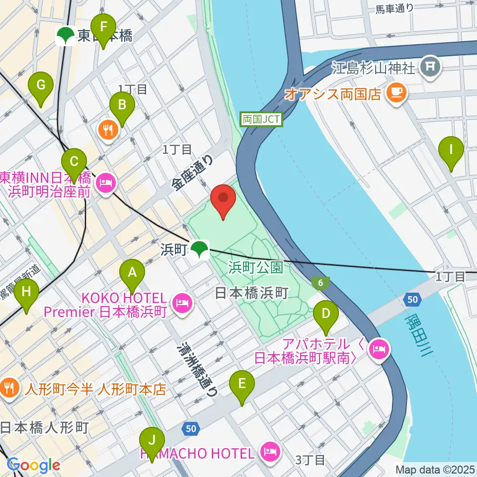 浜町運動場周辺のコンビニエンスストア一覧地図