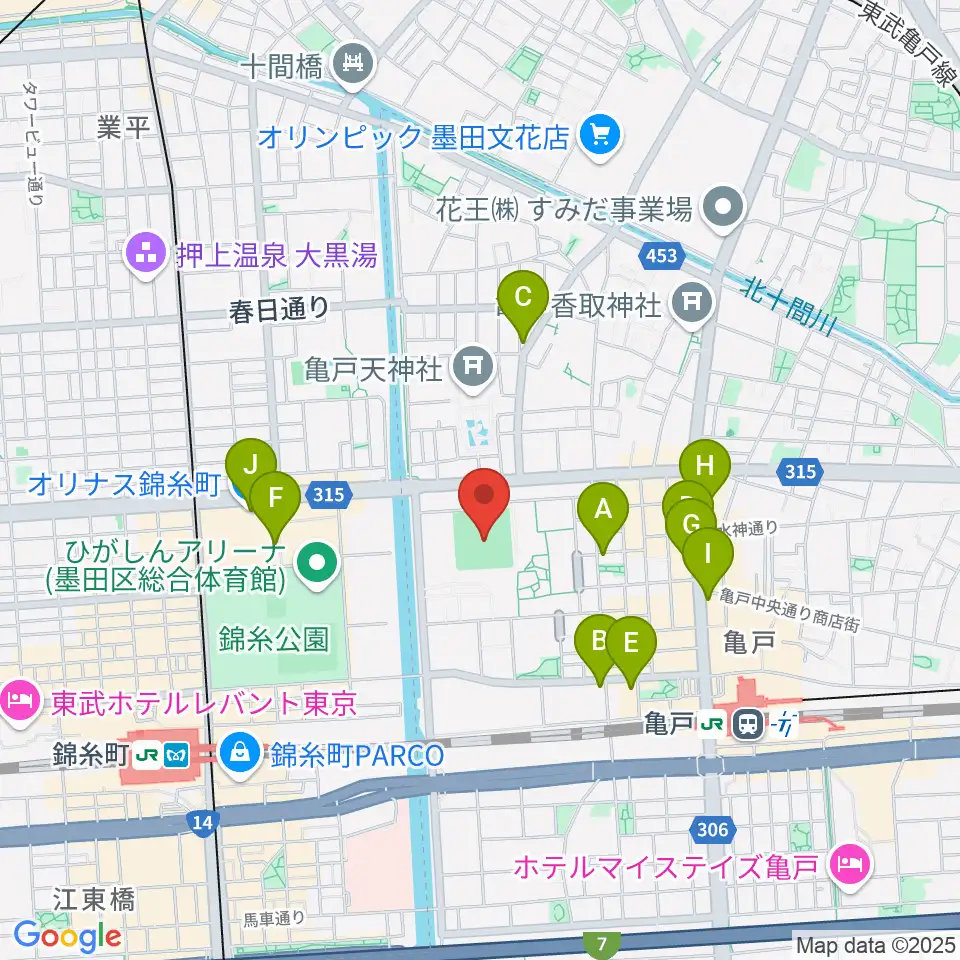 江東区営亀戸野球場周辺のコンビニエンスストア一覧地図