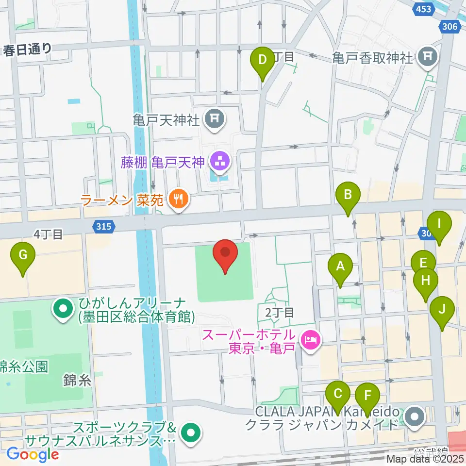 江東区営亀戸野球場周辺のコンビニエンスストア一覧地図